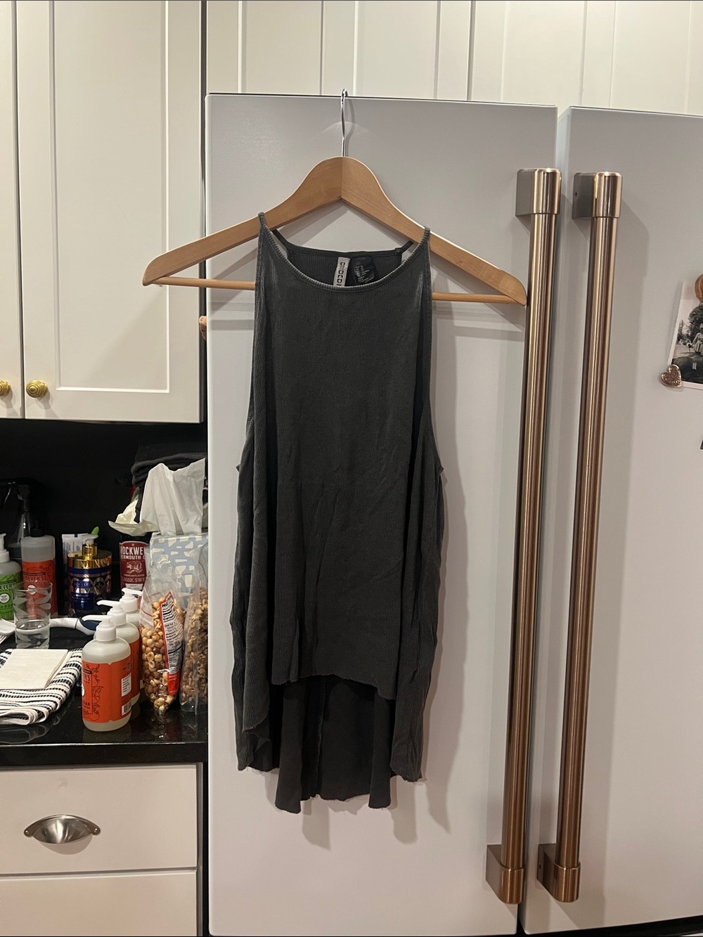 H&M DIVIDED Charcoal Washed Gray High-Low Sleeveless Tank Top. XS.